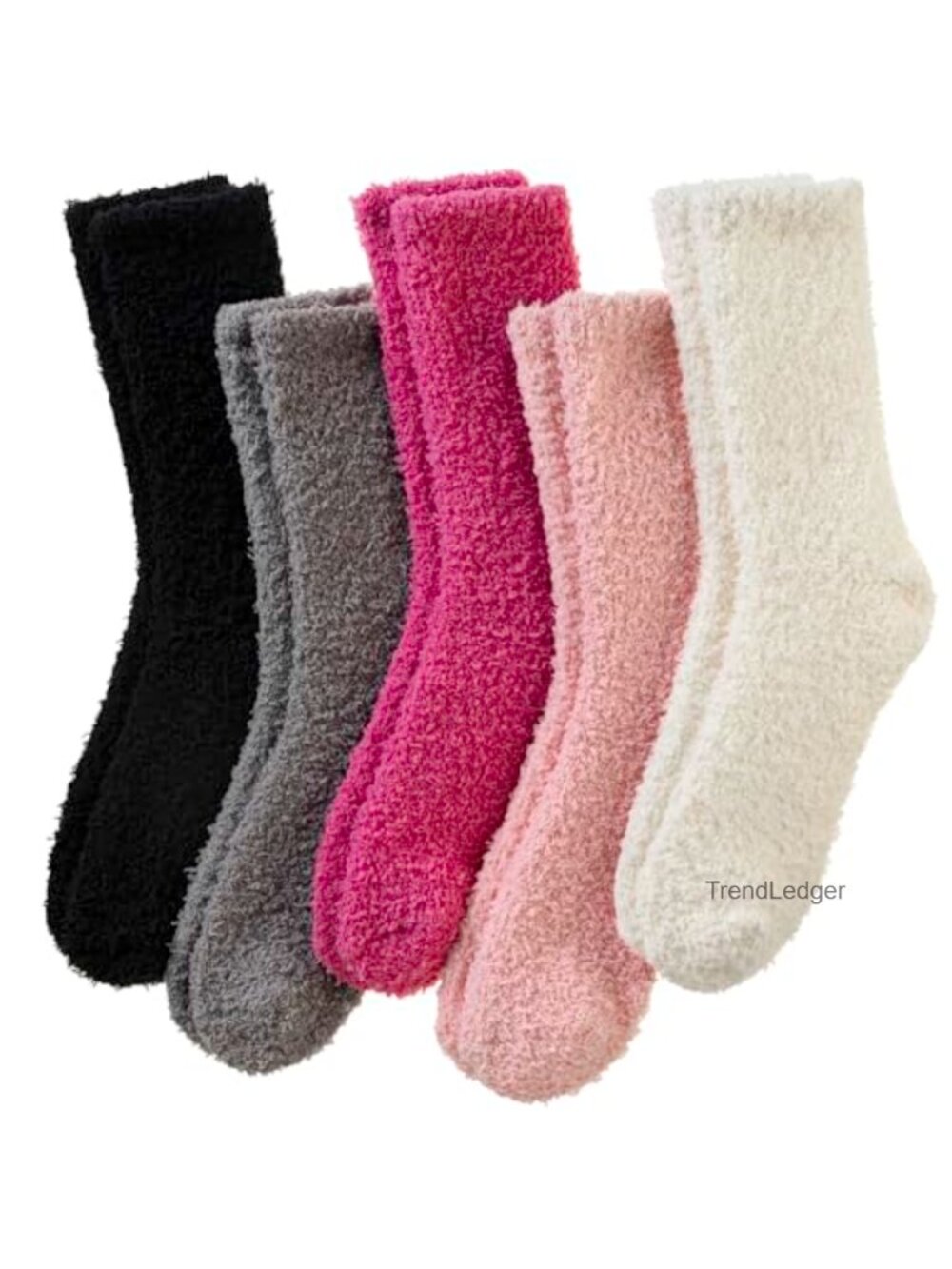 Fuzzy Plush Microfiber Slipper Socks Warm Cozy Winter Sleep Socks 5 Pairs